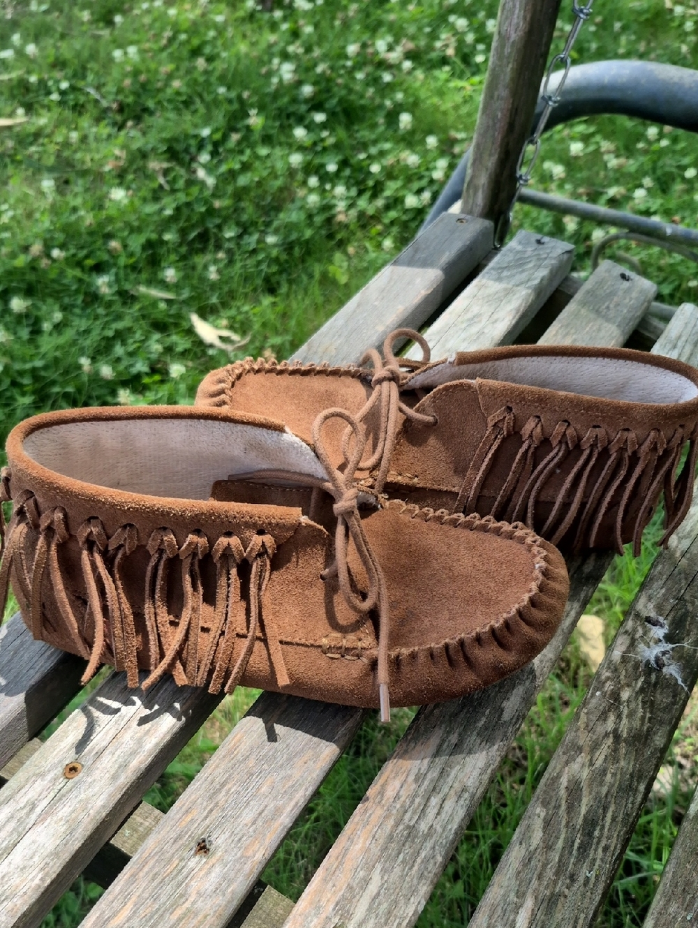 Makalu Of California Brown Suede Fringe Moccasin Loafers 7.5m